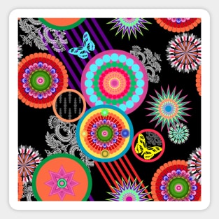 Floral pattern with colorful geometric motifs Magnet